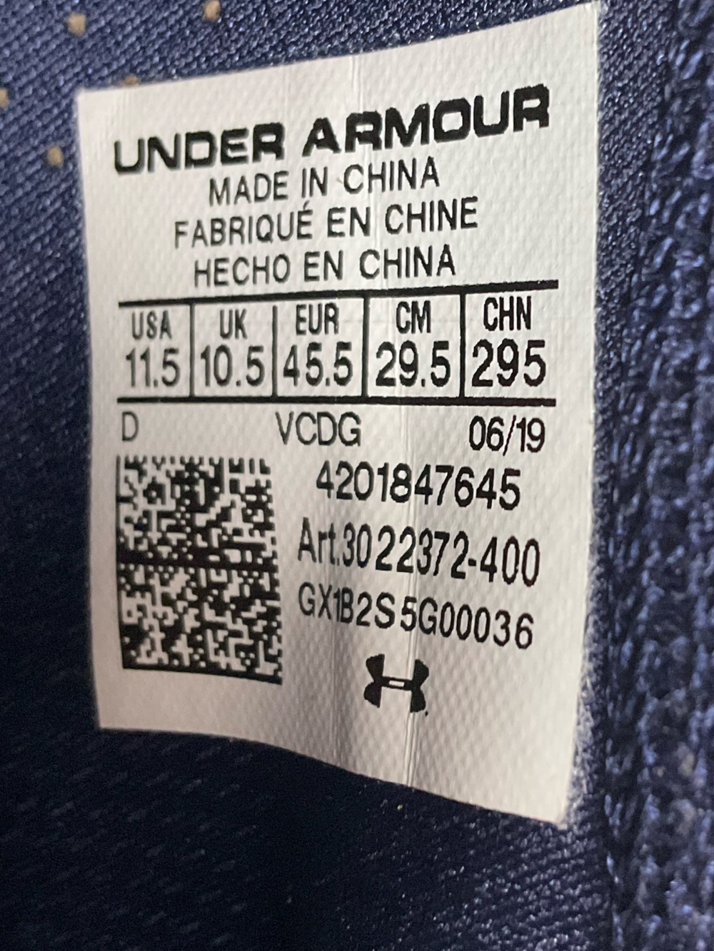 Under Armour HOVR Auburn Men's Navy Athletic Trainers with Orange Trim - Picture 9 of 9